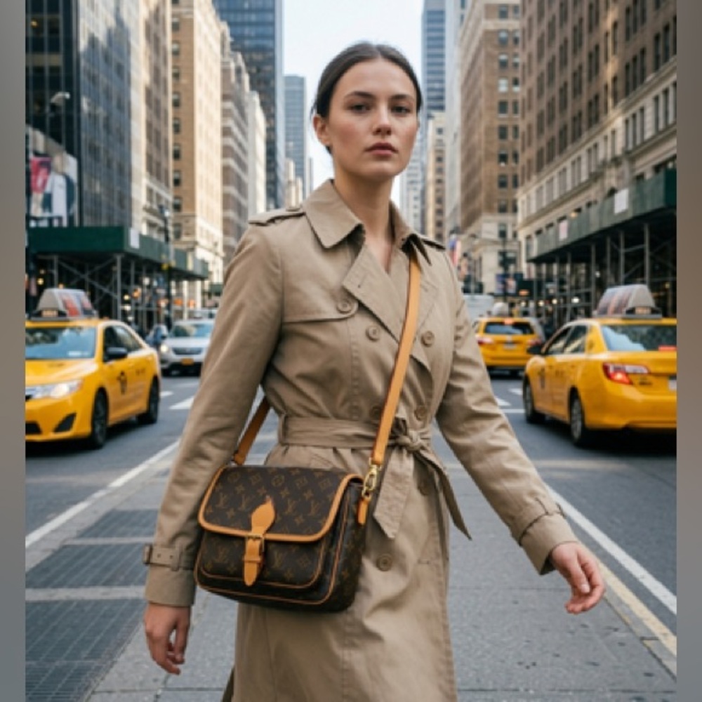 BCBGMaxAzria Taupe Belted Double-Breasted Trench Coat